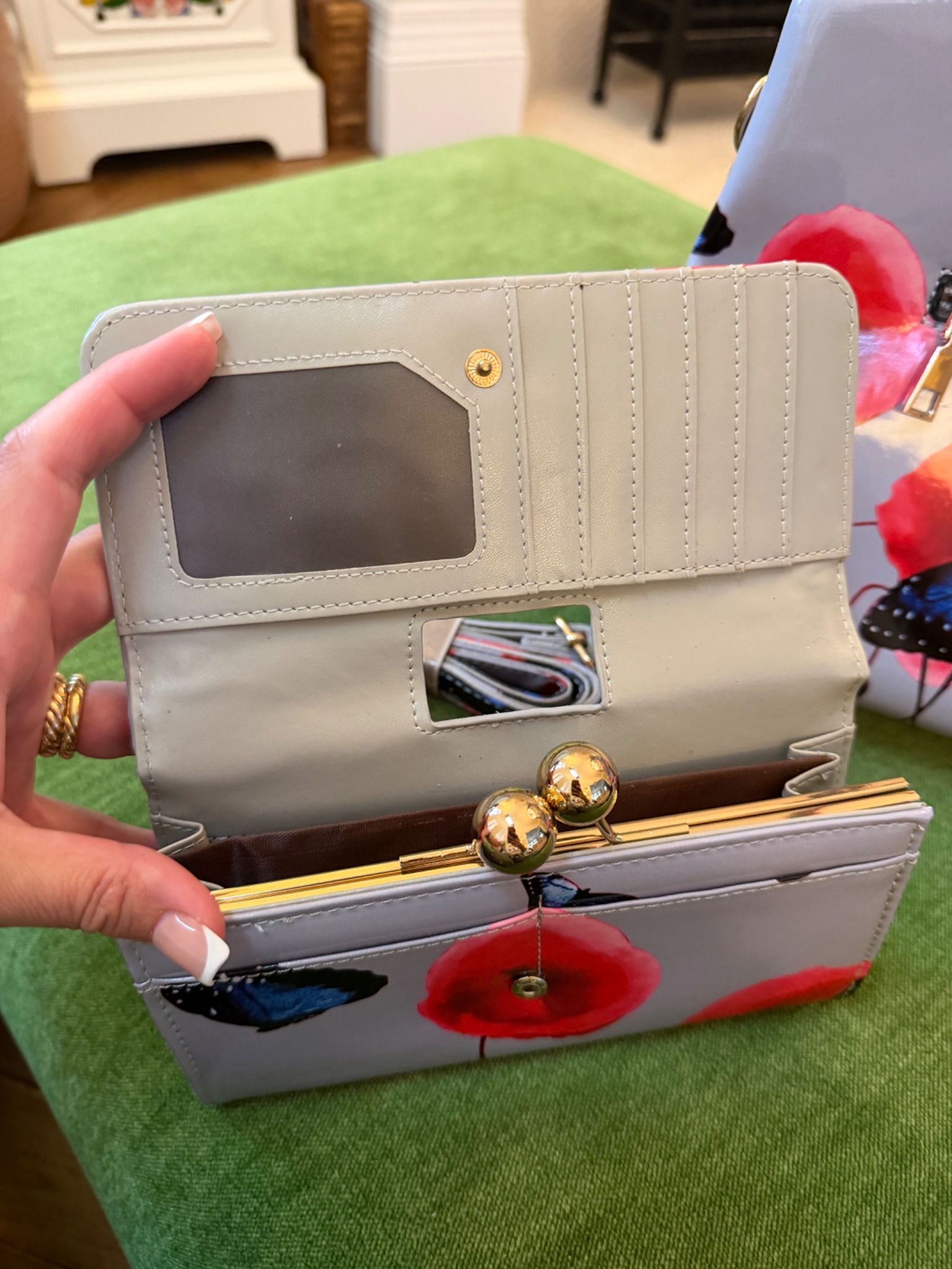 Poppy and Butterfly Print Shoulder Bag and Wallet Set - detail 5