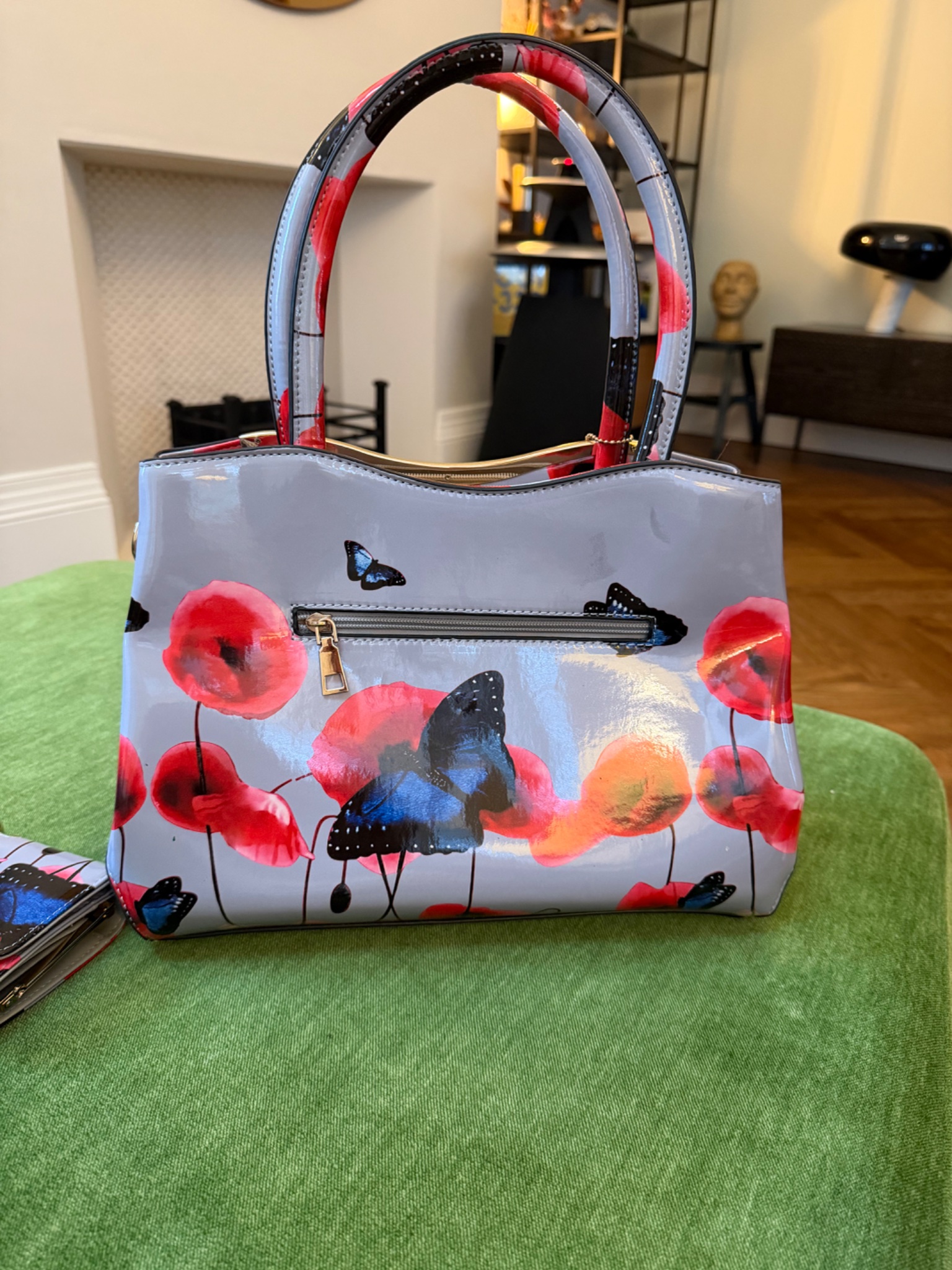 Poppy and Butterfly Print Shoulder Bag and Wallet Set - detail 2