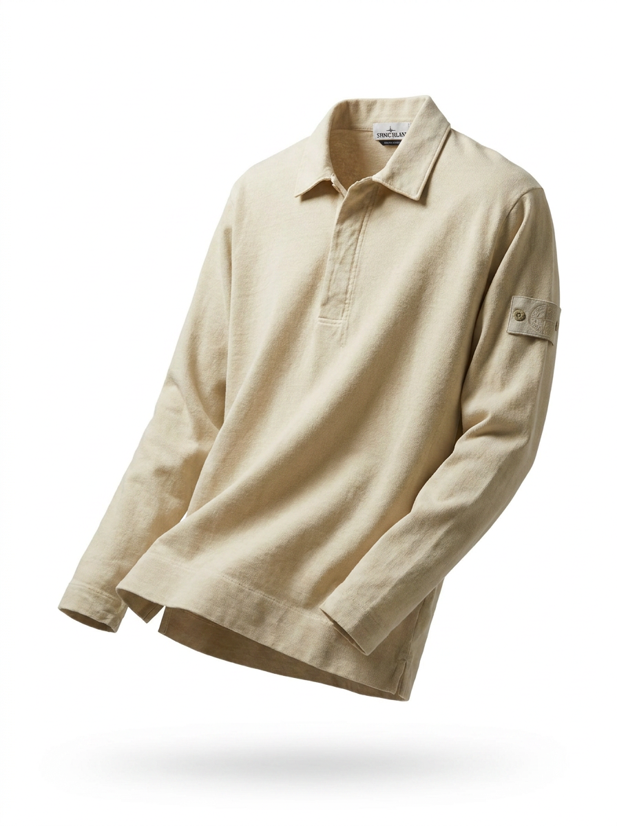 Stone Island Ghost Long Sleeve Polo Shirt - ghost mannequin