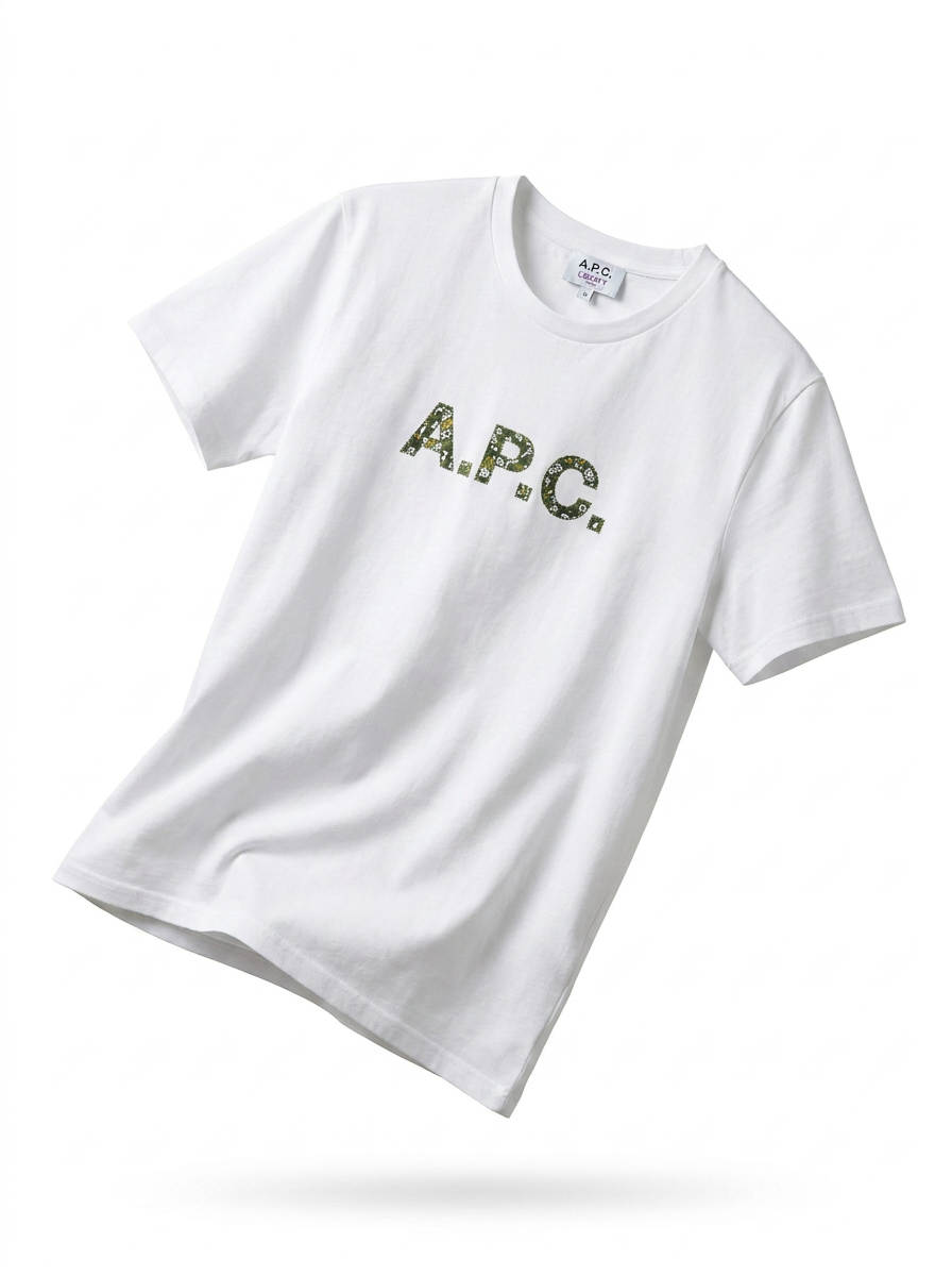 A.P.C. Liberty Fabric Logo T-Shirt - ghost mannequin