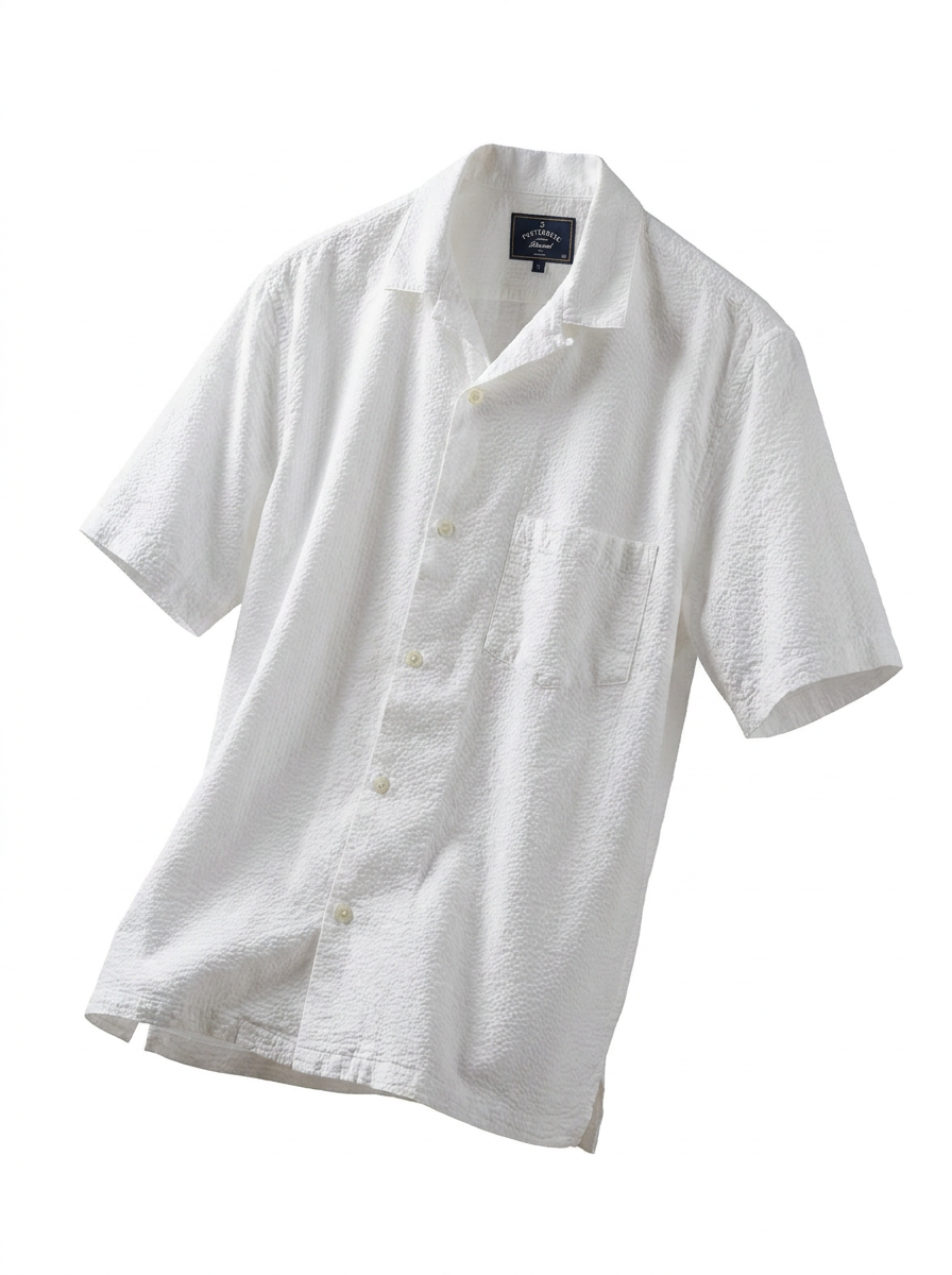 Portuguese Flannel Seersucker Shirt - ghost mannequin