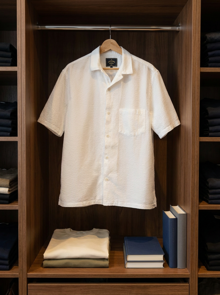 Portuguese Flannel Seersucker Shirt - lifestyle