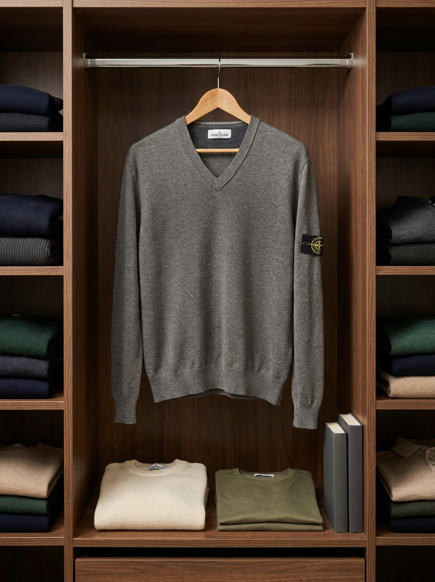 Stone Island V-Neck Knit Jumper - lifestyle