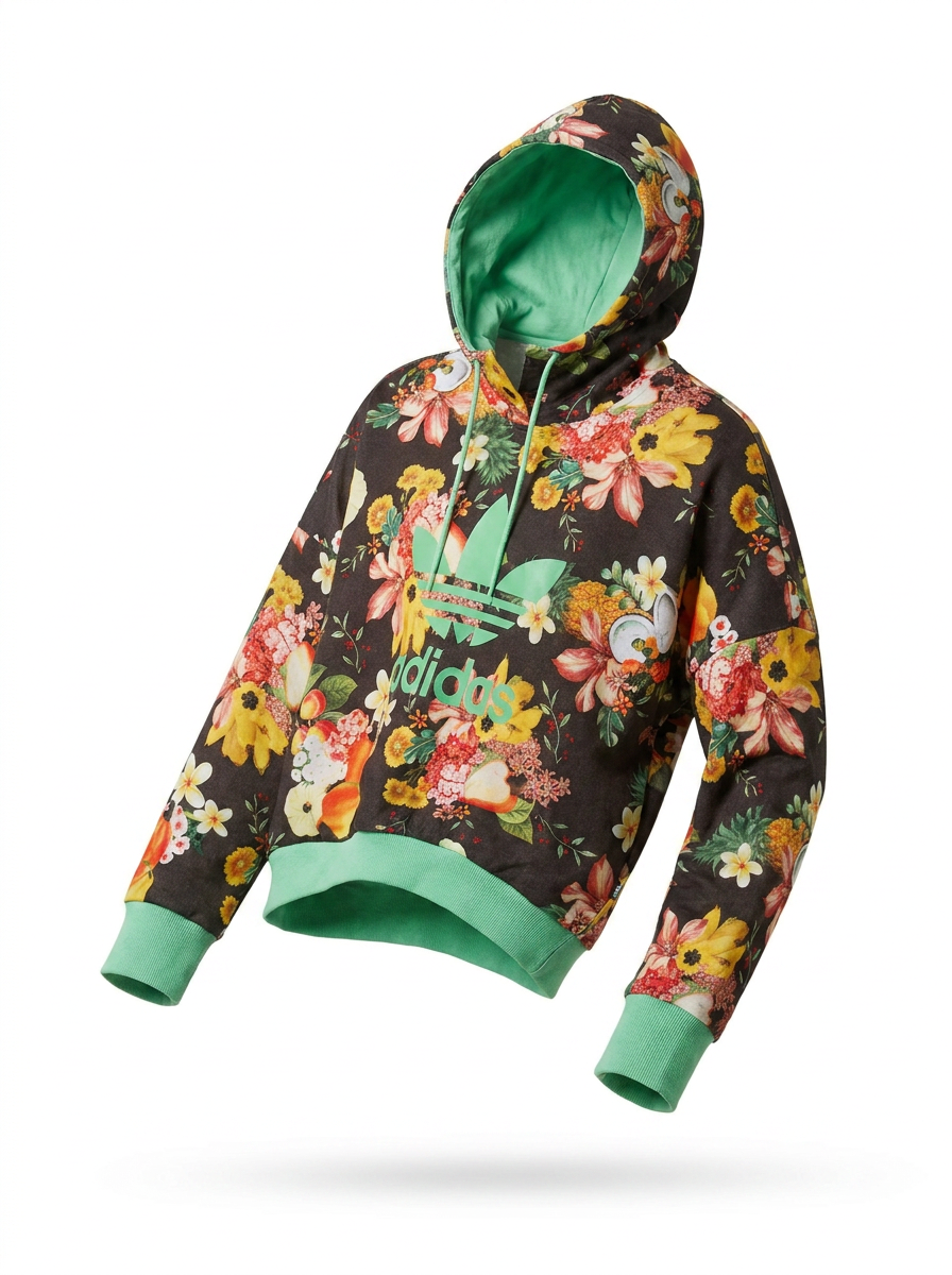 Adidas Floral Hoodie - ghost mannequin
