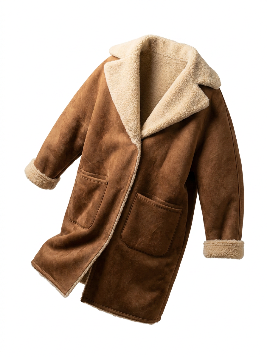 MANGO Faux Shearling Coat REVERSIBLE