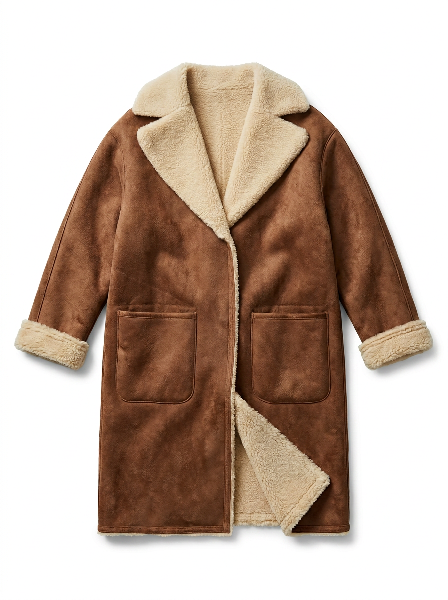 MANGO Faux Shearling Coat REVERSIBLE