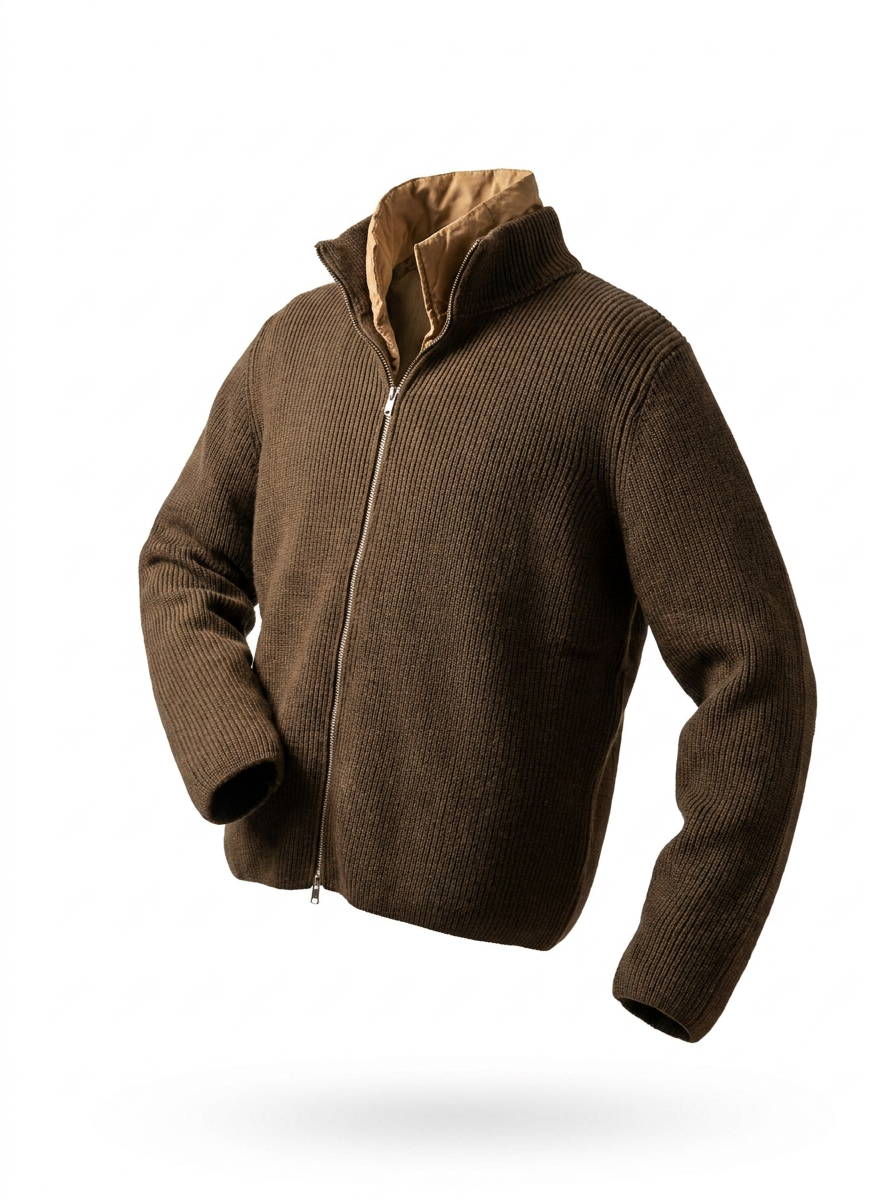 C.P. Company Wool Knit Jacket with Quilted Lining