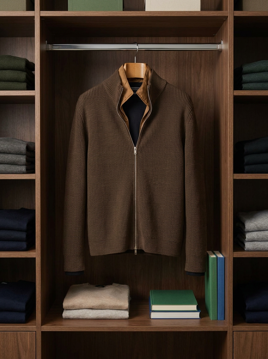 C.P. Company Wool Knit Jacket with Quilted Lining