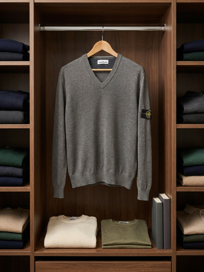 Stone Island V-Neck Knit Jumper 2